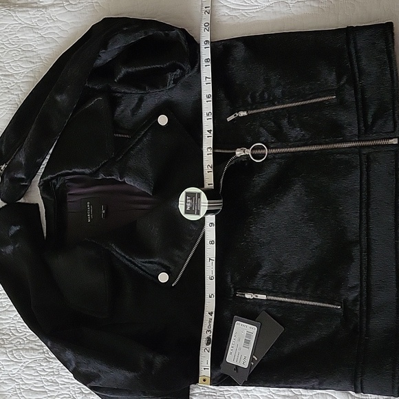 Marciano Women's Amara Biker Faux Pony Black Jacket- Size M- New! - Picture 9 of 11
